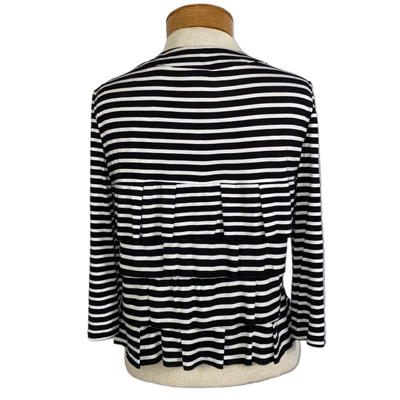 Coco Bianco Ruffled Tier Striped Black White Jacket Small - Picture 5 of 6